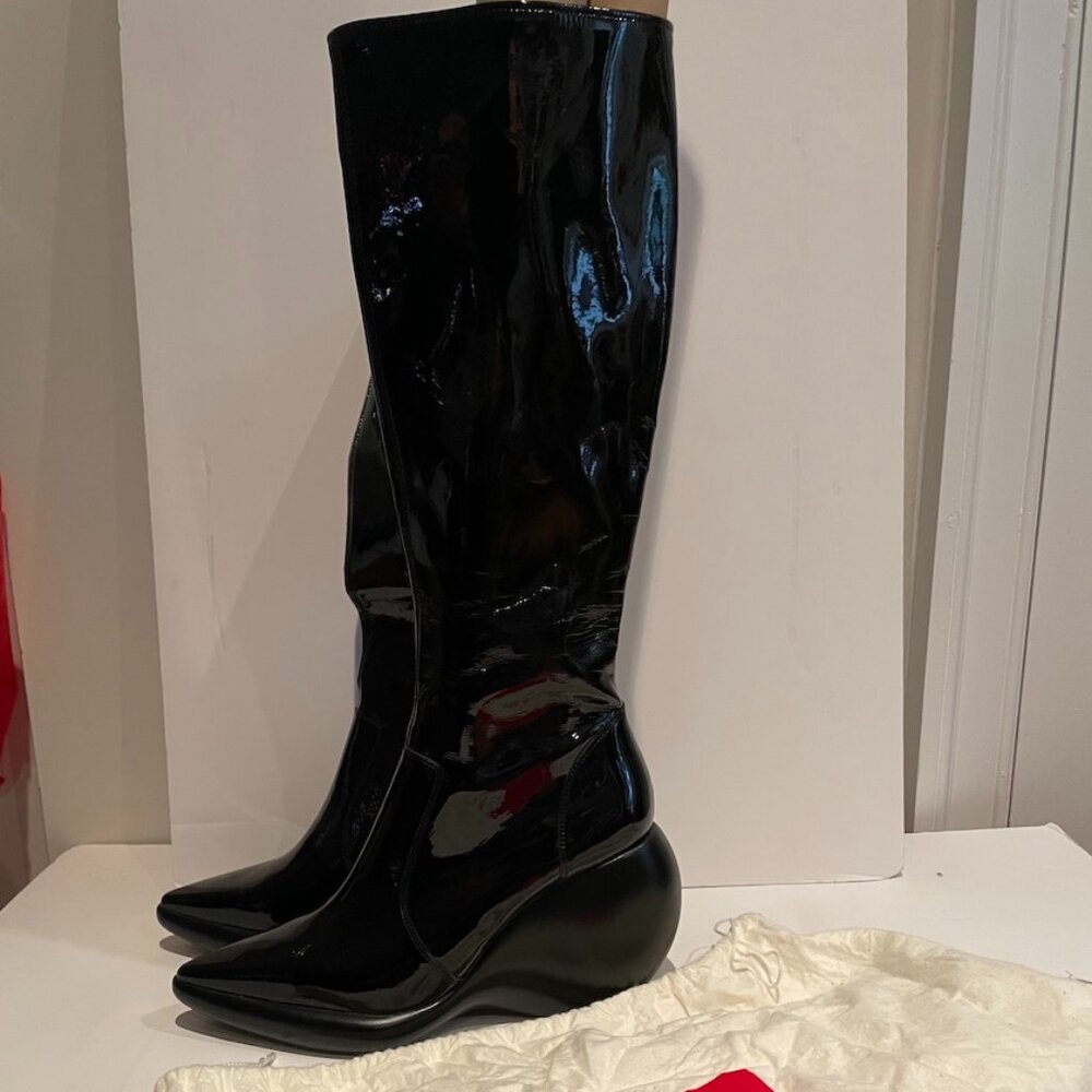 Jeffrey Campbell Rhombus Patent Leather Knee-High Boots
